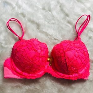 Victoria’s Secret Hot Pink Lace Balconet Bra Size 32C